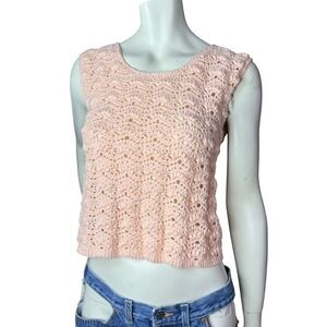 Vintage Handmade Crochet Tank Top Peach